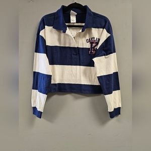 Women's Oakland Long Sleeve Striped Graphic Polo T-Shirt